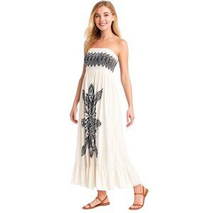 2/$30 Cristinalove M Boho Maxi Dress Black & White Embroidered Polyester/Spandex